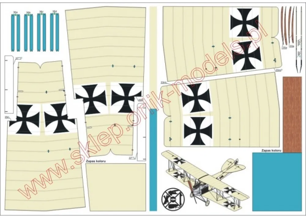 Papierový model - Prieskumné lietadlo LVG B.I + Laser